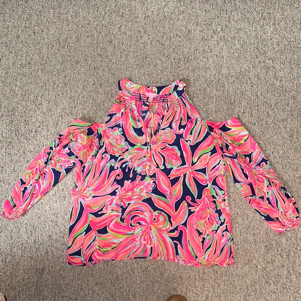 Lilly Pulitzer Shoulder Cut-Out Blouse